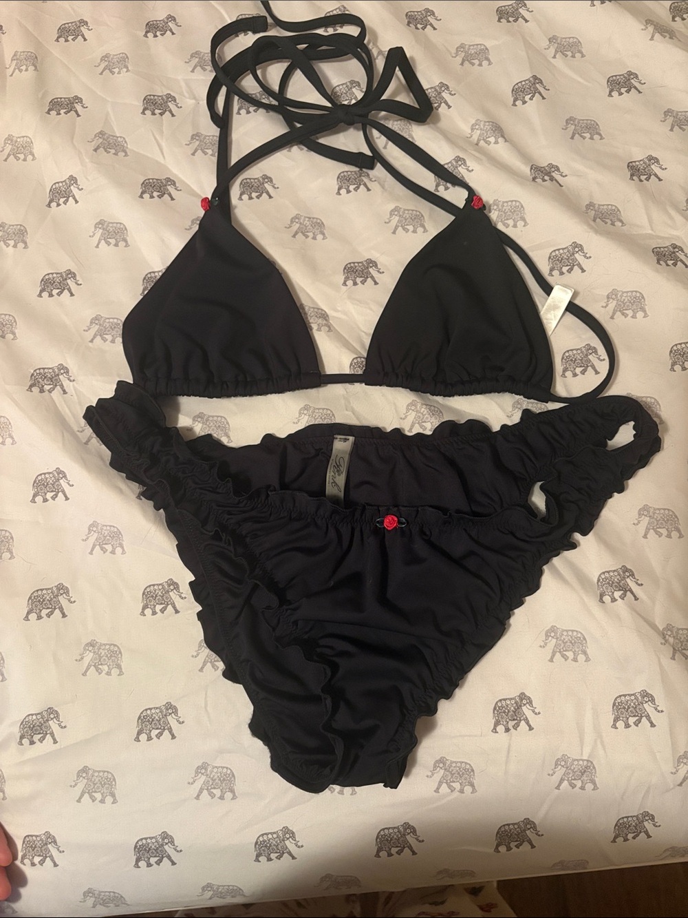 PINK Bikini Set with Red Accent Beads
